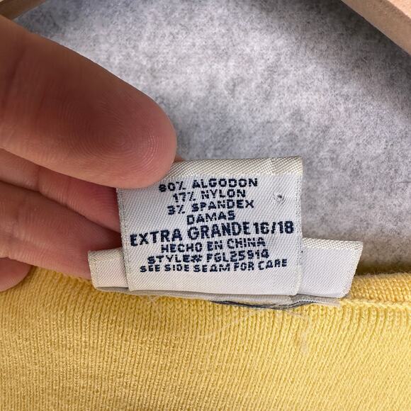 Faded Glory Stretch Top Womens Size XL 16-18 Yellow Pullover V-Neck Short Sleeve - Picture 5 of 11